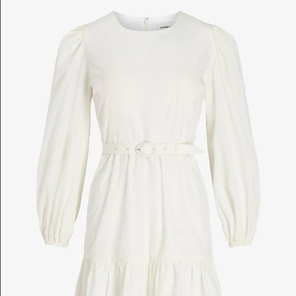EXPRESS belted puff sleeve dress - Picture 4 of 4